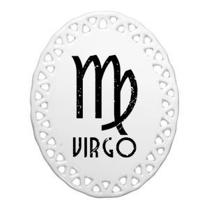 Retro Distressed Virgo Zodiac Sign Birthday Gift Ceramic Oval Ornament