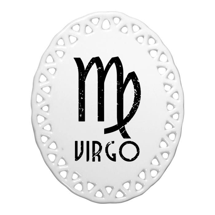 Retro Distressed Virgo Zodiac Sign Birthday Gift Ceramic Oval Ornament