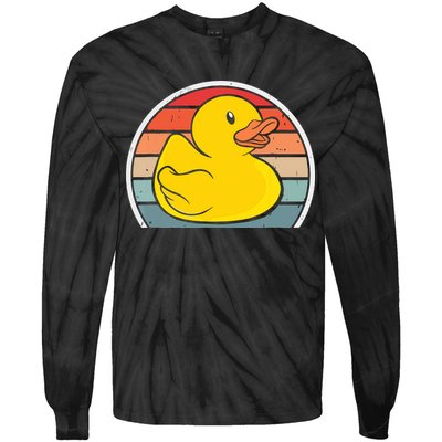 Rubber Duck Vintage Rubber Duckie Retro Tie-Dye Long Sleeve Shirt