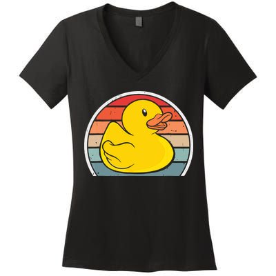 Rubber Duck Vintage Rubber Duckie Retro Women's V-Neck T-Shirt