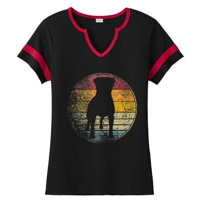 Rottweiler Dog Vintage Distressed Retro Style Silhouette Ladies Halftime Notch Neck Tee