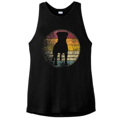 Rottweiler Dog Vintage Distressed Retro Style Silhouette Ladies PosiCharge Tri-Blend Wicking Tank