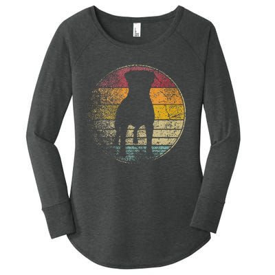 Rottweiler Dog Vintage Distressed Retro Style Silhouette Women's Perfect Tri Tunic Long Sleeve Shirt