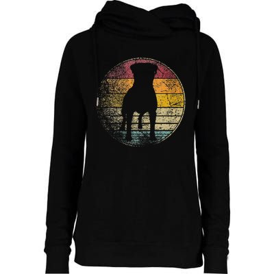 Rottweiler Dog Vintage Distressed Retro Style Silhouette Womens Funnel Neck Pullover Hood