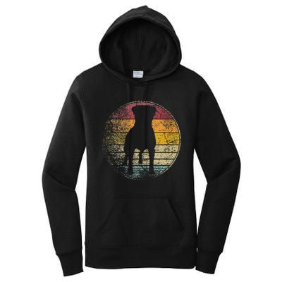 Rottweiler Dog Vintage Distressed Retro Style Silhouette Women's Pullover Hoodie