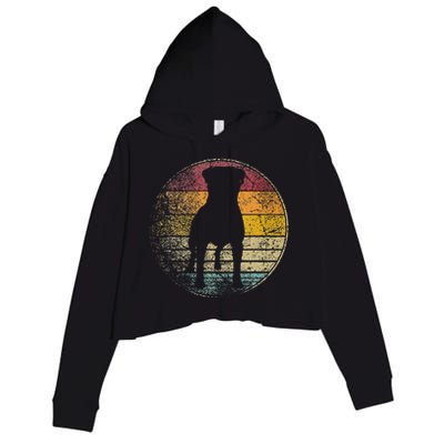 Rottweiler Dog Vintage Distressed Retro Style Silhouette Crop Fleece Hoodie