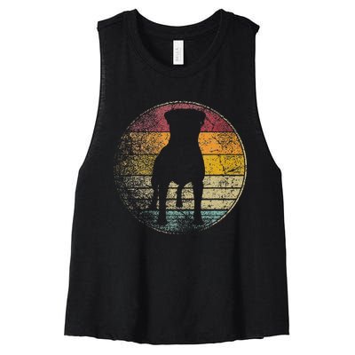 Rottweiler Dog Vintage Distressed Retro Style Silhouette Women's Racerback Cropped Tank