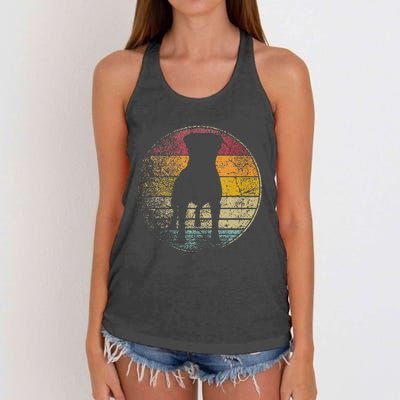 Rottweiler Dog Vintage Distressed Retro Style Silhouette Women's Knotted Racerback Tank