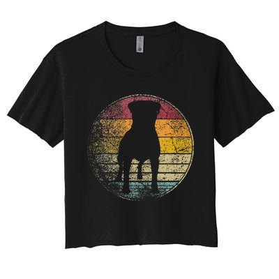 Rottweiler Dog Vintage Distressed Retro Style Silhouette Women's Crop Top Tee