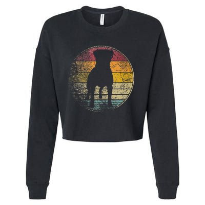 Rottweiler Dog Vintage Distressed Retro Style Silhouette Cropped Pullover Crew