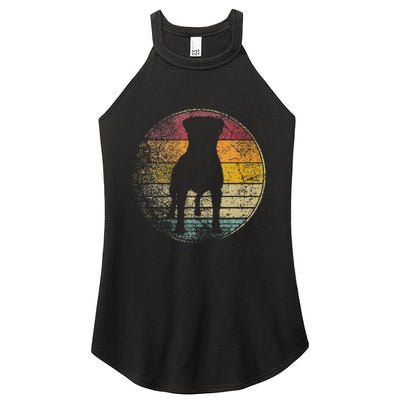 Rottweiler Dog Vintage Distressed Retro Style Silhouette Women’s Perfect Tri Rocker Tank