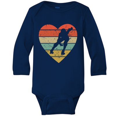 Roller Derby Vintage Design Retro Skater Player Heart Sport Gift Baby Long Sleeve Bodysuit