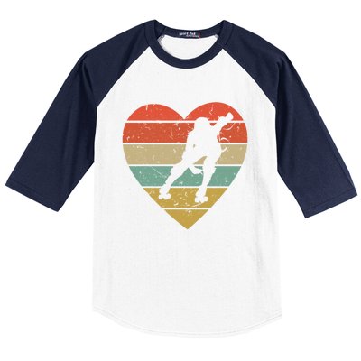 Roller Derby Vintage Design Retro Skater Player Heart Sport Gift Baseball Sleeve Shirt