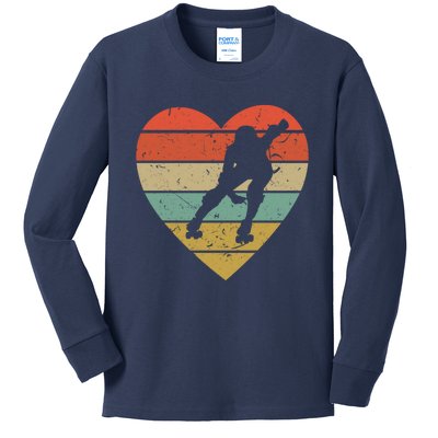 Roller Derby Vintage Design Retro Skater Player Heart Sport Gift Kids Long Sleeve Shirt