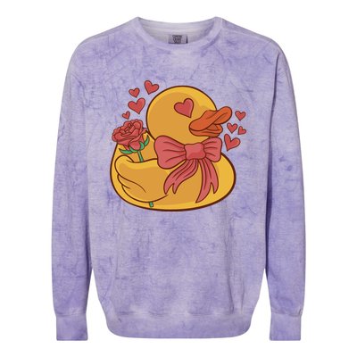 Rubber Duck Valentines Day Rose Cute Colorblast Crewneck Sweatshirt