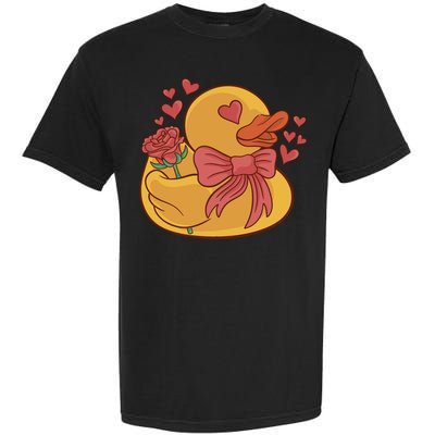 Rubber Duck Valentines Day Rose Cute Garment-Dyed Heavyweight T-Shirt