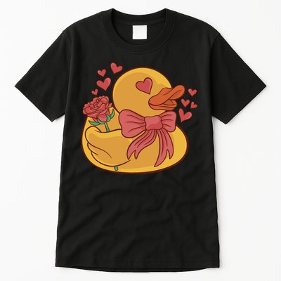 Rubber Duck Valentines Day Rose Cute Tall T-Shirt