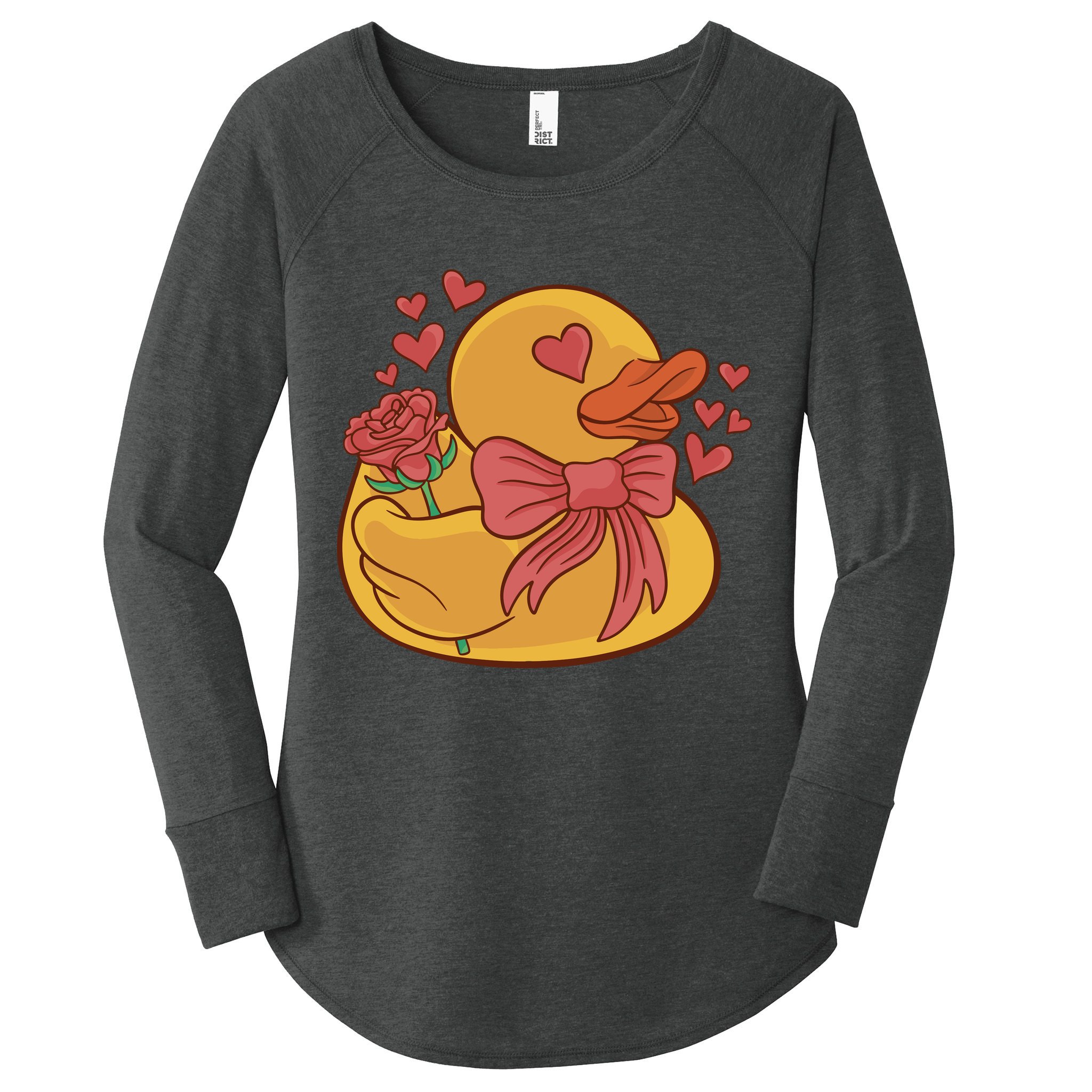 Rubber Duck Valentines Day Rose Cute Women's Perfect Tri Tunic Long Sleeve Shirt