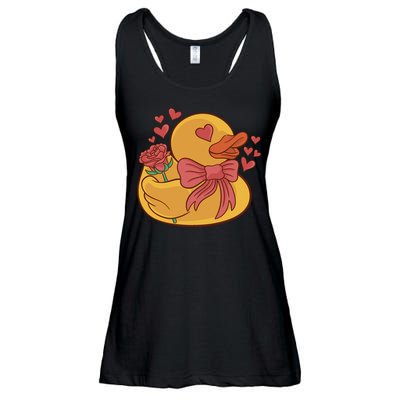Rubber Duck Valentines Day Rose Cute Ladies Essential Flowy Tank