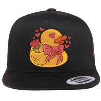 Rubber Duck Valentines Day Rose Cute Flatbill Hat