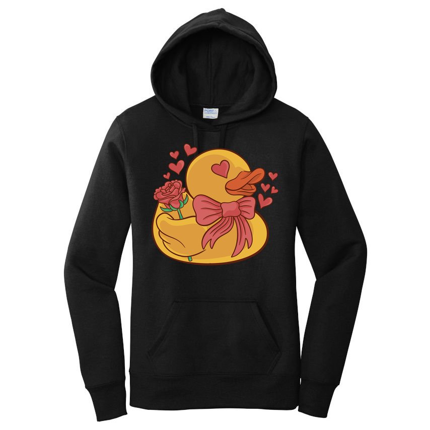 Rubber Duck Valentines Day Rose Cute Women's Pullover Hoodie