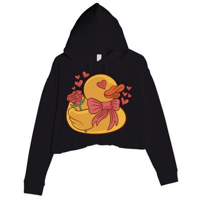 Rubber Duck Valentines Day Rose Cute Crop Fleece Hoodie