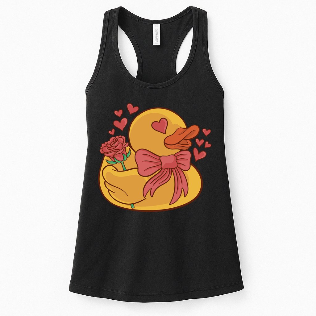 Rubber Duck Valentines Day Rose Cute Womens Tank Top