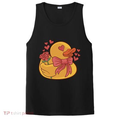 Rubber Duck Valentines Day Rose Cute PosiCharge Competitor Tank