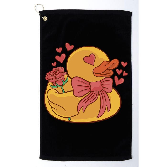 Rubber Duck Valentines Day Rose Cute Golf Towel