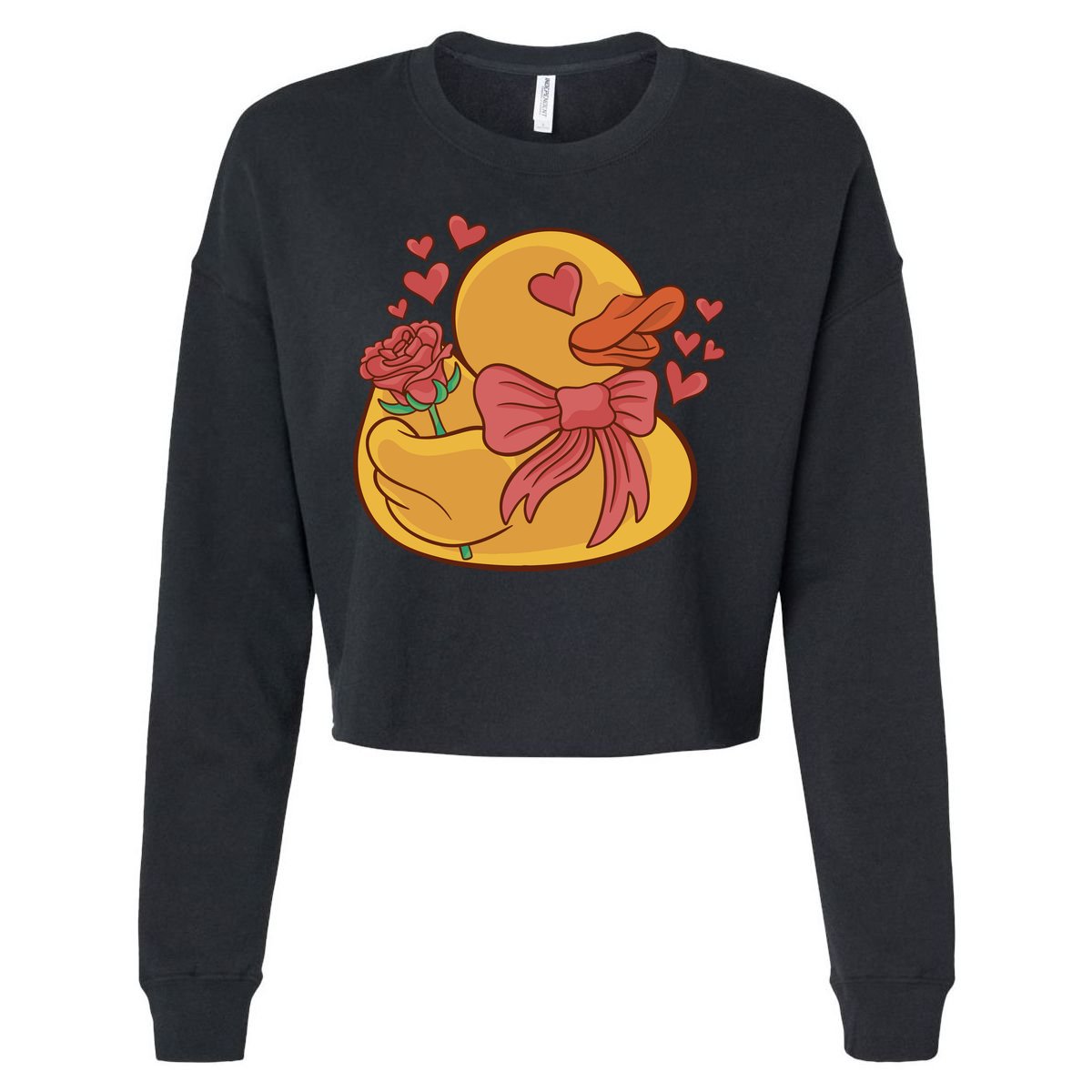 Rubber Duck Valentines Day Rose Cute Cropped Pullover Crew