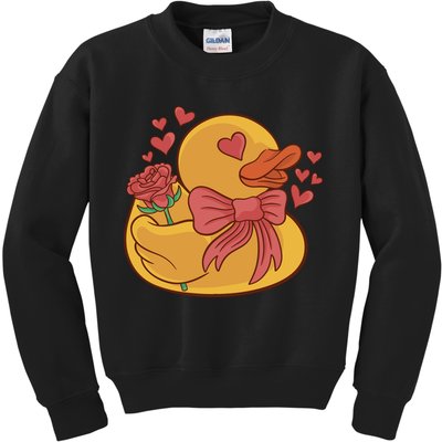 Rubber Duck Valentines Day Rose Cute Kids Sweatshirt