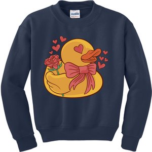 Rubber Duck Valentines Day Rose Cute Kids Sweatshirt