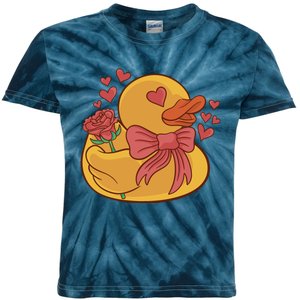 Rubber Duck Valentines Day Rose Cute Kids Tie-Dye T-Shirt