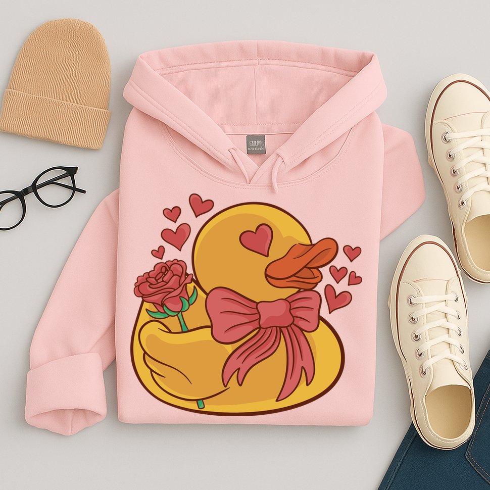 Rubber Duck Valentines Day Rose Cute Hoodie