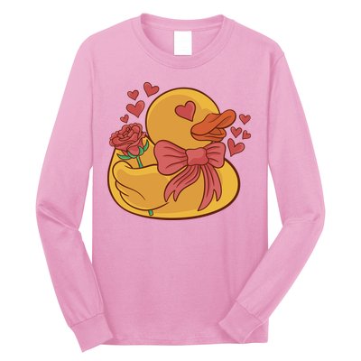Rubber Duck Valentines Day Rose Cute Long Sleeve Shirt