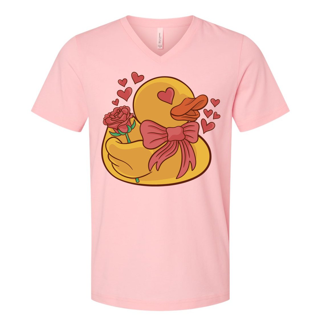 Rubber Duck Valentines Day Rose Cute V-Neck T-Shirt