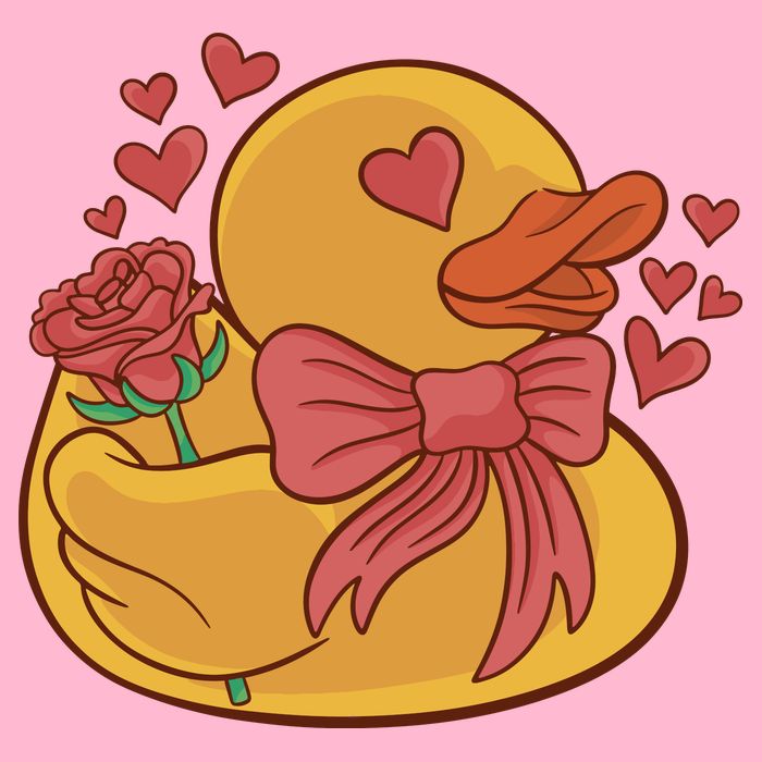 Rubber Duck Valentines Day Rose Cute Magnet