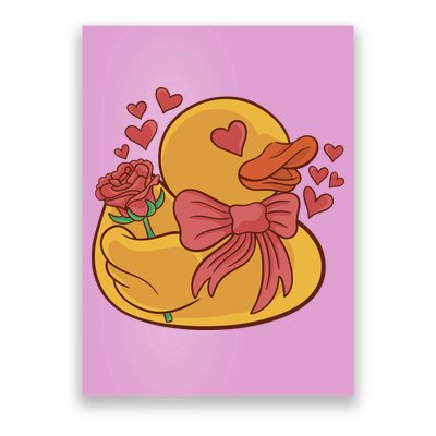 Rubber Duck Valentines Day Rose Cute Poster