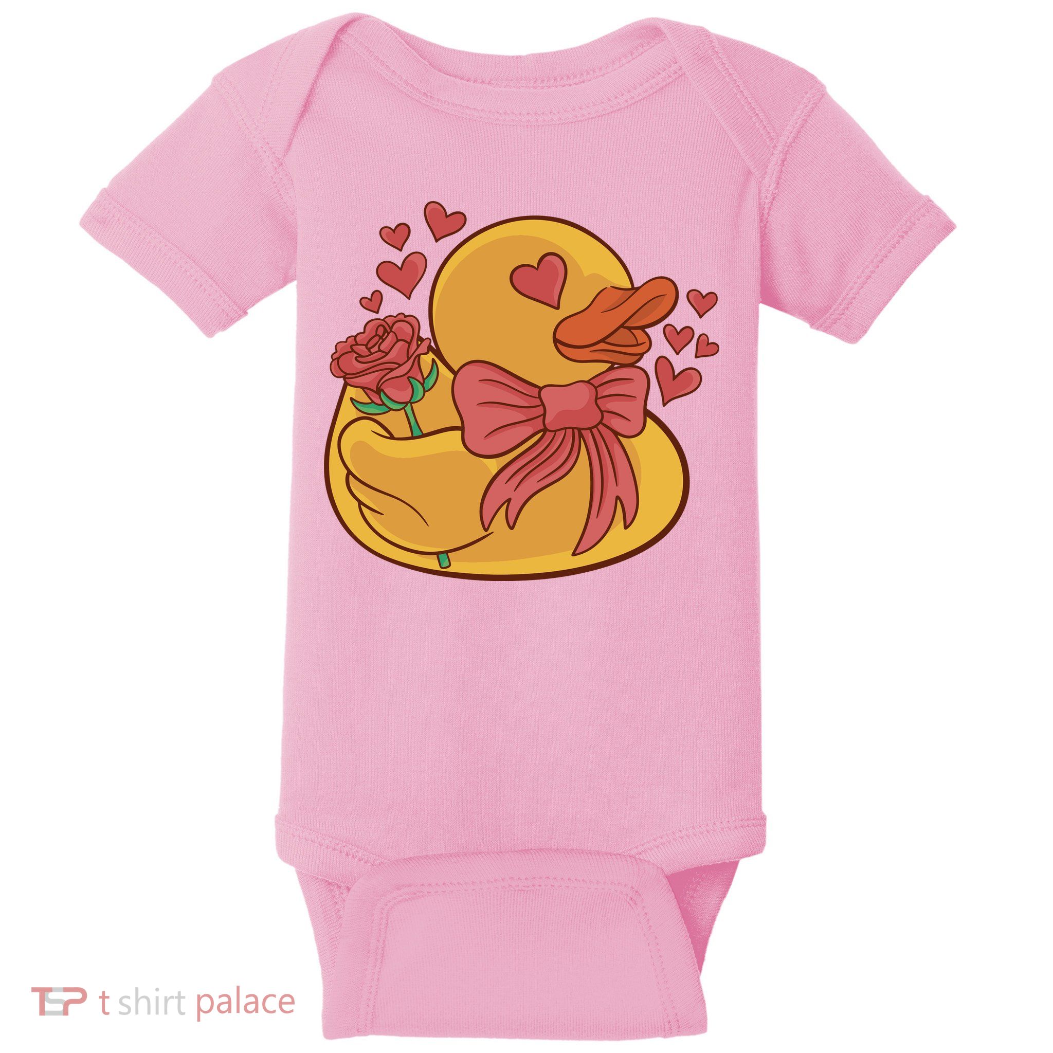 Rubber Duck Valentines Day Rose Cute Baby Bodysuit