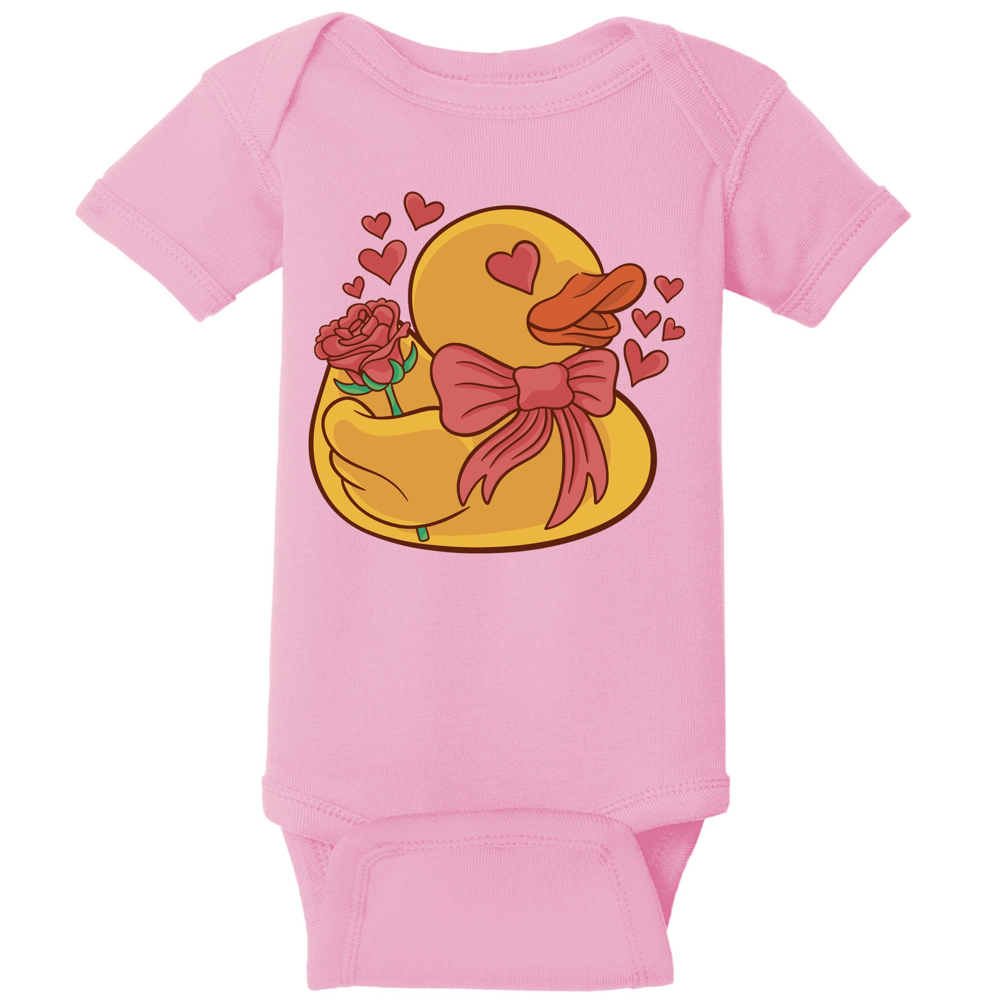 Rubber Duck Valentines Day Rose Cute Baby Bodysuit