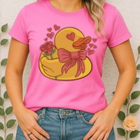 Rubber Duck Valentines Day Rose Cute Womens T-Shirt