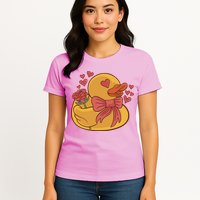 Rubber Duck Valentines Day Rose Cute Womens T-Shirt