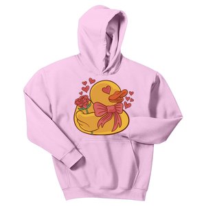 Rubber Duck Valentines Day Rose Cute Kids Hoodie