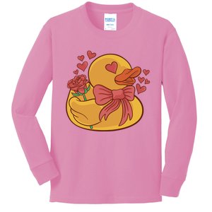 Rubber Duck Valentines Day Rose Cute Kids Long Sleeve Shirt