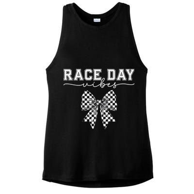 Race Day Vibes Checkered Coquette Bow Car Racing Race Day Ladies PosiCharge Tri-Blend Wicking Tank