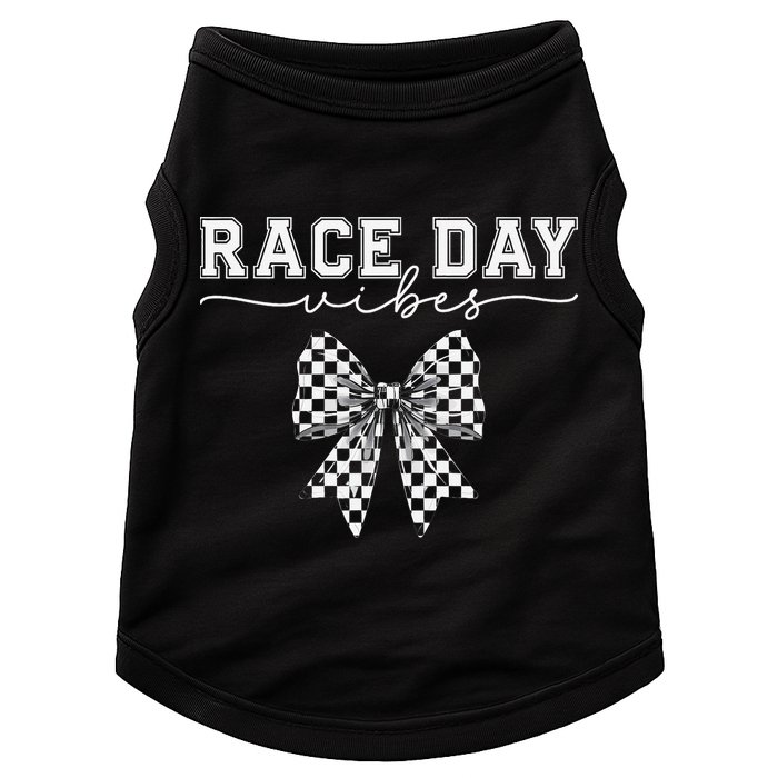 Race Day Vibes Checkered Coquette Bow Car Racing Race Day Doggie Tank