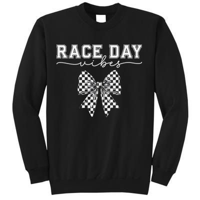 Race Day Vibes Checkered Coquette Bow Car Racing Race Day Sweatshirt