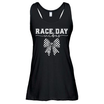 Race Day Vibes Checkered Coquette Bow Car Racing Race Day Ladies Essential Flowy Tank