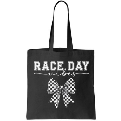Race Day Vibes Checkered Coquette Bow Car Racing Race Day Bag