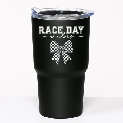 Race Day Vibes Checkered Coquette Bow Car Racing Race Day Tumbler